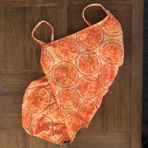 Vintage orange citrus one piece swim suit